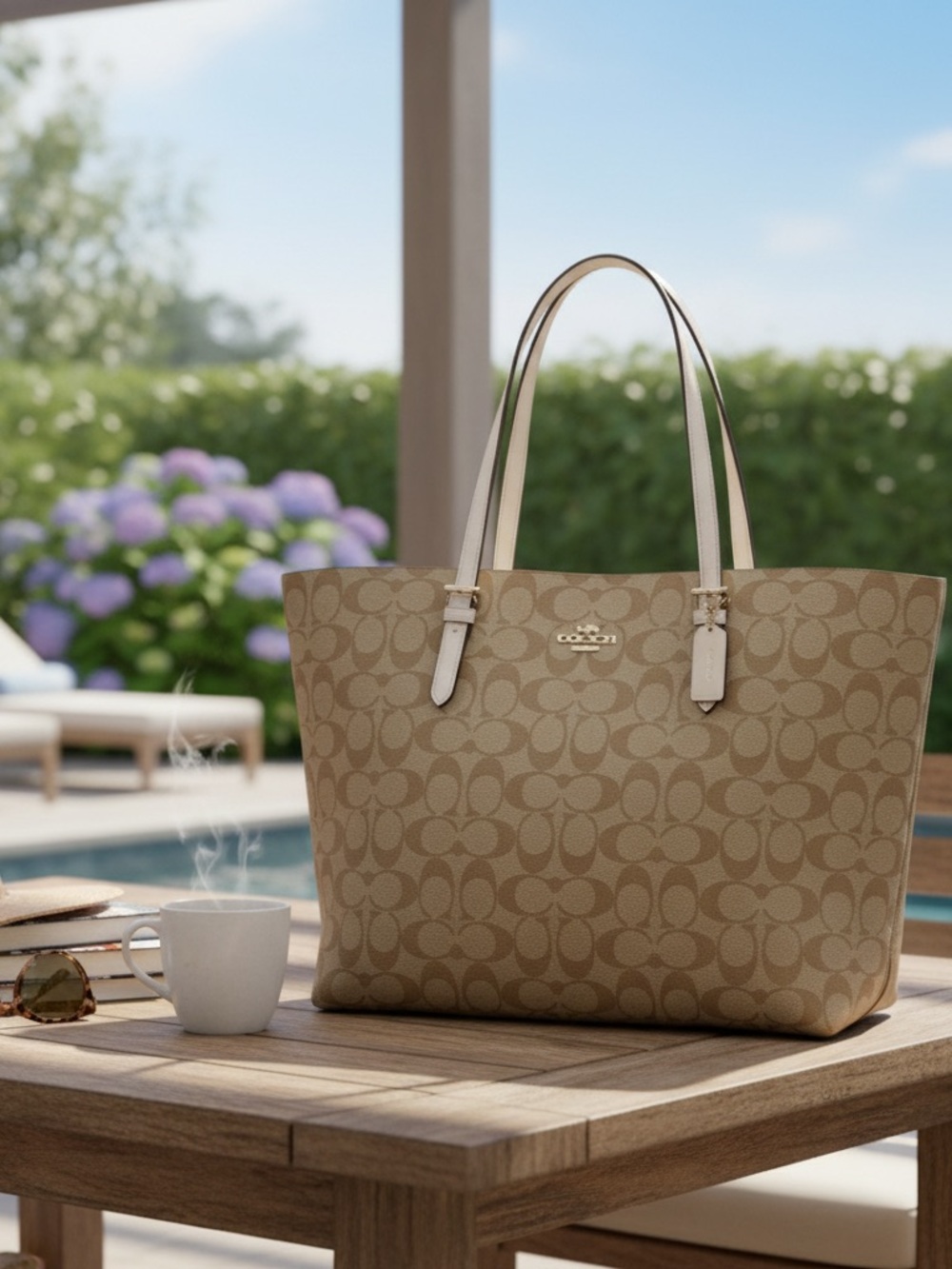 Coach City Tote Bag in Signature Canvas Light Khaki Chalk 5696 Excellent Conditn - Picture 2 of 8
